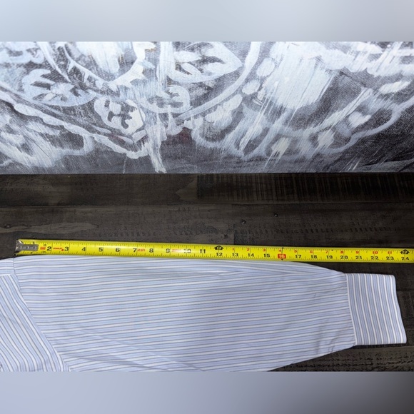 Canali Dress Shirt Mens 16 41 Blue Striped Long Sleeve Button Up Blue - Picture 12 of 14